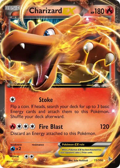 Charizard EX (11) Pokemon Ultra Rare 11 Flashfire - Moderately-Played