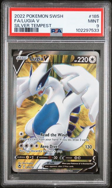 PSA 2022 Pokemon, FA/Lugia V, SWSH #185 Silver tempest Mint 9 (102297533)